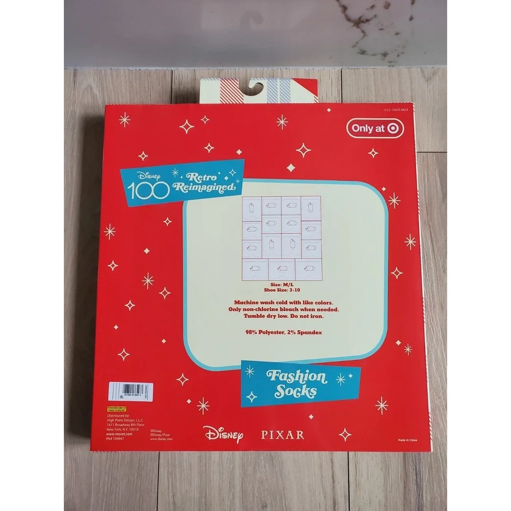 Disney 100 Retro Socks Girls 9-2.5 15‎ Days Fashion Advent Calendar New